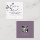 Romantische Waterverf Lavendel bruiloft details Informatiekaartje (Voorkant / Achterkant)