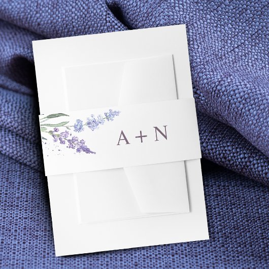 Romantische Waterverf Lavender Floral Monogram Uitnodigingen Wikkel