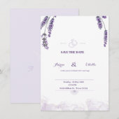 Romantische Waterverf Lavender Floral Wedding Invi Kaart (Voorkant / Achterkant)