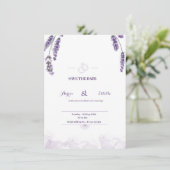 Romantische Waterverf Lavender Floral Wedding Invi Kaart (Staand voorkant)