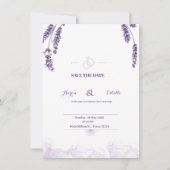 Romantische Waterverf Lavender Floral Wedding Invi Kaart (Voorkant)