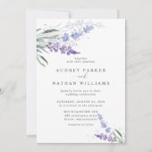 Romantische Waterverf Lavender Floral Wedding Kaart (Voorkant)