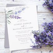 Romantische Waterverf Lavender Floral Wedding Kaart