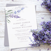 Romantische Waterverf Lavender Floral Wedding
