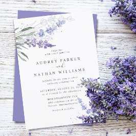 Romantische Waterverf Lavender Floral Wedding Kaart
