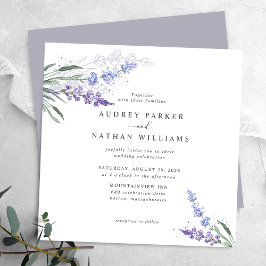 Romantische Waterverf Lavender Floral Wedding Kaart