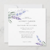 Romantische Waterverf Lavender Floral Wedding Kaart (Voorkant)