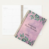 Romantische Waterverf Leafy Green Branches op roze Planner (Display)