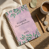 Romantische Waterverf Leafy Green Branches op roze Planner