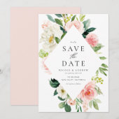 Romantische Waterverf Lente Bloomen Save The Date (Voorkant / Achterkant)