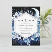 Romantische Waterverf Maanverlichte bruiloft Save The Date (Staand voorkant)
