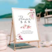 Romantische Waterverf Magnolia Bloemenbar Teken Reclamebord Met Voetstuk