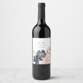 Romantische Waterverf marine Florals Wedding Bottl Wijn Etiket (Voorkant)