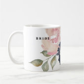 Romantische Waterverf marine Florals Wedding Bride Koffiemok (Links)