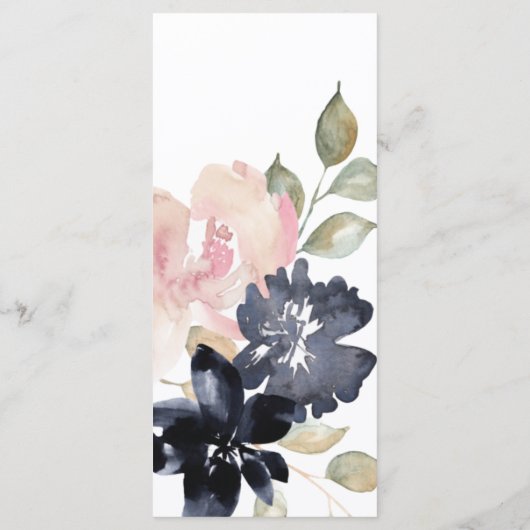 Romantische Waterverf marine Florals Wedding Cerem Programmakaart (Achterkant)