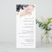 Romantische Waterverf marine Florals Wedding Cerem Programmakaart (Staand voorkant)