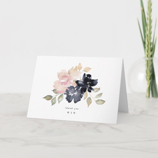 Romantische Waterverf marine Florals Wedding Folde Bedankkaart (Voorkant)