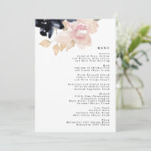 Romantische Waterverf marine Florals Wedding Menu (Staand voorkant)