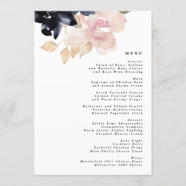 Romantische Waterverf marine Florals Wedding Menu
