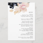 Romantische Waterverf marine Florals Wedding Menu (Voorkant)