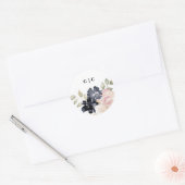 Romantische Waterverf marine Florals Wedding Ronde Sticker (Envelop)