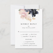 Romantische Waterverf marine Florals Wedding RSVP Kaartje (Voorkant)