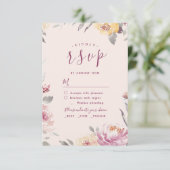 Romantische waterverf met bloemen RSVP (Staand voorkant)