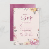 Romantische waterverf met bloemen RSVP (Voorkant / Achterkant)