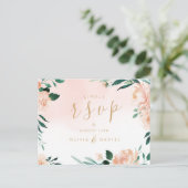 Romantische waterverf met bloemen RSVP Briefkaart (Staand voorkant)