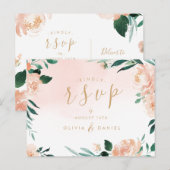 Romantische waterverf met bloemen RSVP Briefkaart (Voorkant / Achterkant)