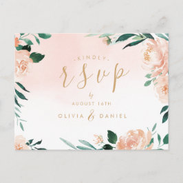 Romantische waterverf met bloemen RSVP Briefkaart