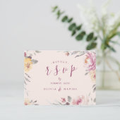 Romantische waterverf met bloemen RSVP Briefkaart (Staand voorkant)