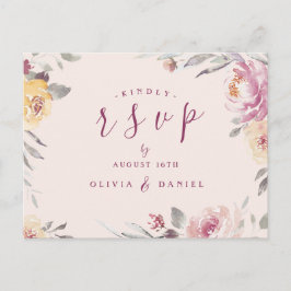 Romantische waterverf met bloemen RSVP Briefkaart