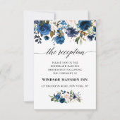 Romantische Waterverf Navy Blue Blush Roos Floral Kaart (Voorkant)