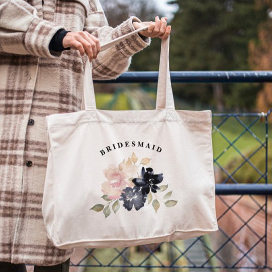 Romantische Waterverf Navy Florals Bridesmaid Tote Bag