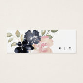 Romantische Waterverf Navy Florals Wedding Registr Mini Visitekaartjes (Voorkant)