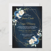 Romantische Waterverf Navy Ivory Floral Geometric Kaart (Voorkant)