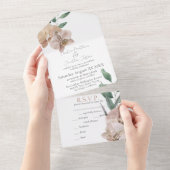 Romantische waterverf orchideeën all in one uitnodiging (Afscheurbaar)