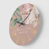 Romantische Waterverf Orchideeën op Dusty Blush Grote Klok (Hoek)