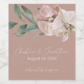 Romantische Waterverf Orchideeën op Dusty Blush Wijn Etiket (Enkel label)