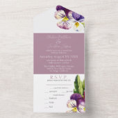 Romantische Waterverf Overtredingen op Paars All In One Uitnodiging (Binnen)