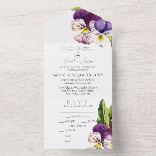 Romantische Waterverf overtreedt All In One Uitnodiging (Binnen)