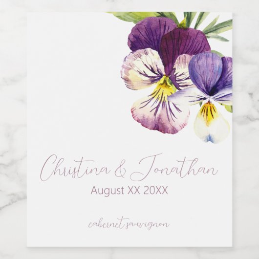 Romantische Waterverf overtreedt Wijn Etiket (Enkel label)