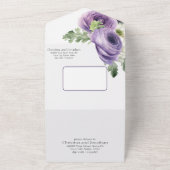 Romantische Waterverf Paars en White Ranunculus All In One Uitnodiging (Buitenkant)