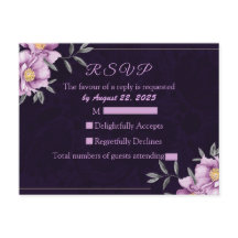 Romantische Waterverf Paars Peony Wedding RSVP