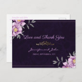 Romantische Waterverf Paarse Peony Weddenschap Dan Briefkaart (Voorkant / Achterkant)