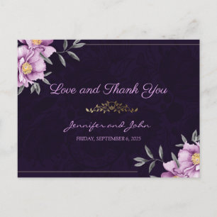 Romantische Waterverf Paarse Peony Weddenschap Dan Briefkaart