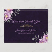 Romantische Waterverf Paarse Peony Weddenschap Dan Briefkaart (Voorkant)