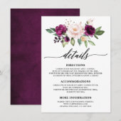Romantische Waterverf Paarse pruim blush Roos bloe Informatiekaartje (Voorkant / Achterkant)