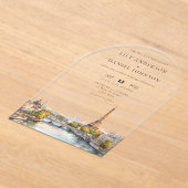 Romantische Waterverf Parijs Frankrijk Wedding Arc Acryl Uitnodigingen (Laagn)